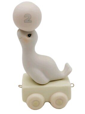 Precious Moments Seal Figurine Age 2 Birthday Train Cake Topper READ
